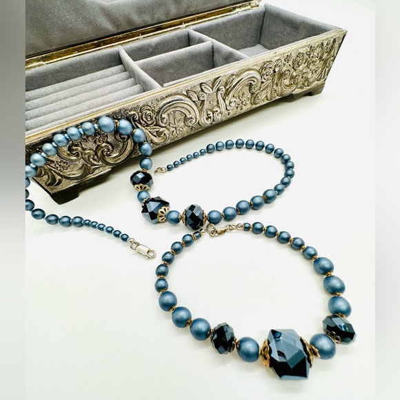 Vintage Blue Crystal Demi Parure Bracelet Set - Picture 12 of 12